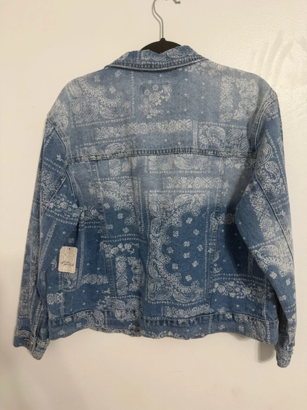 Free people Light Blue Bandana-Print Denim Jacket - Picture 2 of 5